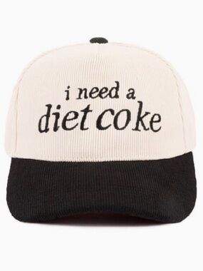 'I Need a Diet Coke' Two-Tone corduroy- Black & Cream